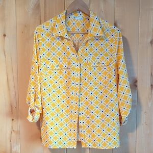 Notations Yellow Geometric Women's Shirt
